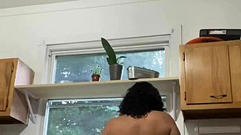 latina milf, um, havin’ fun while doin’ dishes, ya know