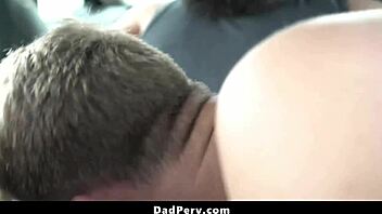 stepson gets hard fuck in car backseat with muscular guy