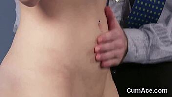 nasty hottie gets bukkake facial and gulps all the cum 😋