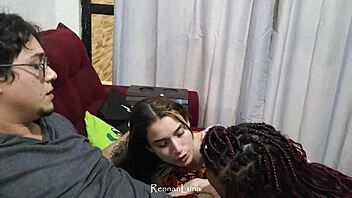 Fucking two hot young girls during the Brazil World Cup game, with Rennan Luna and Gabbie Luna