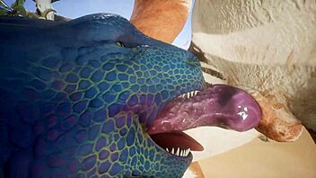 Tiger makes lizard cum repeatedly