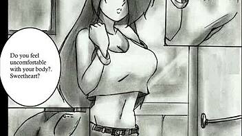 Beautiful comic with animated giant women, especially with huge breasts and asses