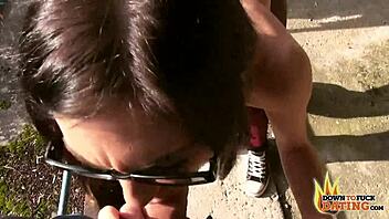 i'm a nerdy slut sucking big black cock outdoors