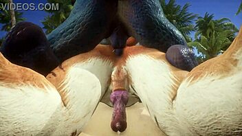 Tiger makes lizard cum repeatedly