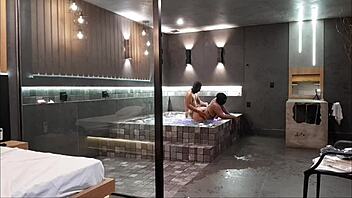 Brunette Licks Big Black Cock In Bathtub