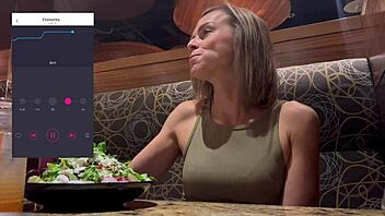 Public cumming in restaurant with lush remote controlled vibrator