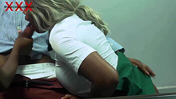 Teacher enjoys office time with two college girls