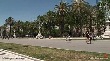 spanish babe gets anal fucked outdoors in public disgrace