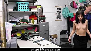 Teen Escapes Trouble by Sucking Guard's Cock at Office