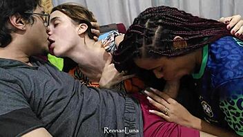 Fucking two hot young girls during the Brazil World Cup game, with Rennan Luna and Gabbie Luna
