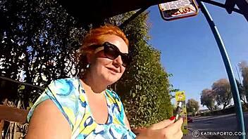 BBW Redhead with Hairy Pussy Goes Fully Nude in Public.