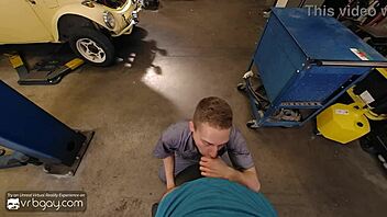 twink mechanic blows boss before fucking