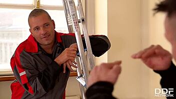 Boss Ani Blackfox Drilled by Two Delivery Guys Hard