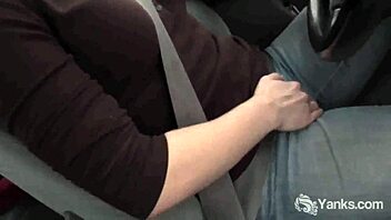 yanks beauty lou rubs wet pussy while driving