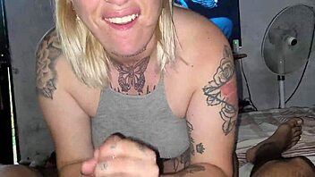 Blonde Gets Cum Facial In Garage