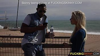 Beautiful blonde teen 18+ plays with big black dick!