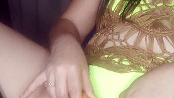 Latina babe enjoys wild fun with her toy carrot. It’s a spicy solo treat!