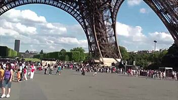 Extreme Public Threesome Sex by Eiffel Tower in Paris with Hot Euro Babes