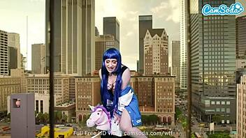 Lizzie love cosplays hinata hyuga masturbating on sybian