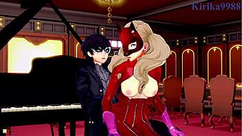 Futaba Sakura And Ann Takamaki Fuck Ren Amamiya Hard!