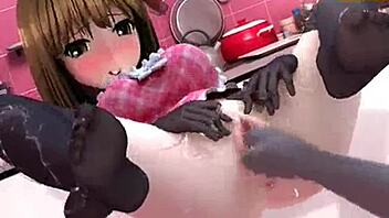 Intense hentai kitchen fuck