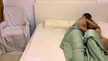 real amateur couple has morning sex while girlfriend watches live