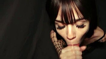 Petite babe with small tits fucked against the wall in fishnets