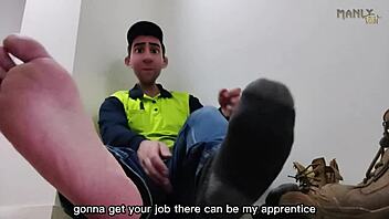 Step gay dad's foot fetish helps cope with work stress