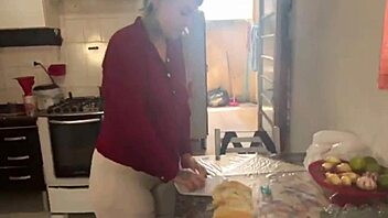 Blonde Brazilian prepares morning coffee in a special way