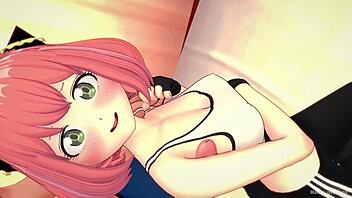 Anya finishes her workout and becomes a hot hentai version
