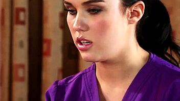 pussylicking masseuse teases a seductive redhead babe with natural tits during intimate massage.