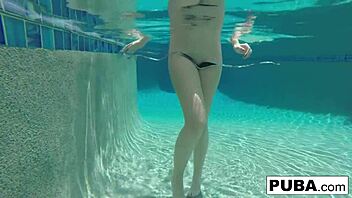 Samantha Rone masturbates underwater in the pool