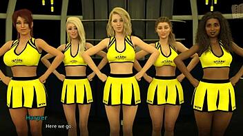 Watching a cheer routine with big tits