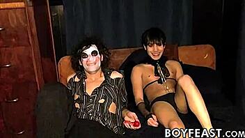 Twinks In Scary Costumes Suck Monster Cocks And Masturbate Intensely