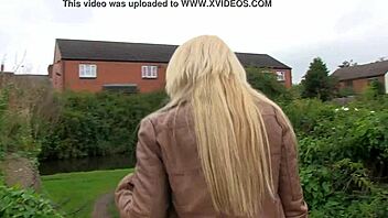 British babe with big tits eagerly masturbates in the car, ripping clothes while waiting.