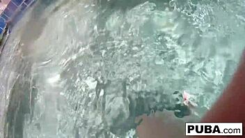 Samantha Rone masturbates underwater in the pool