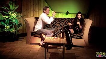 Horny brunette milf bangs two poker players! 🔥