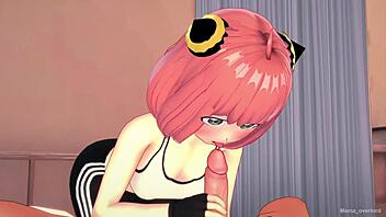 Anya finishes her workout and becomes a hot hentai version
