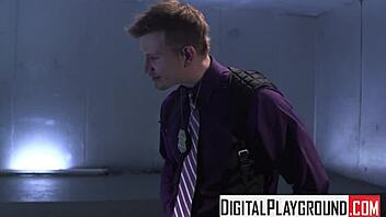 Digitalplayground - Shakedown with Pantyhose Femdom Handjob and Strapon Action