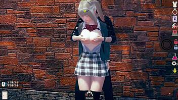 【性格ポジティブで明るい】 ai女プレイエロ動画 金髪爆乳jk編 エッチあり リアル3dcgエロゲーム【ヘンタイゲーム】