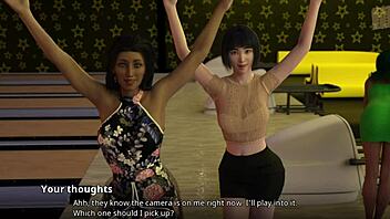 Watching a cheer routine with big tits