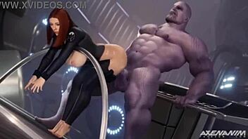 black widow natasha sucks monster cock and gets assfucked in pov hentai