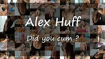 Muscular hunk masturbates and cums hard in gay compilation
