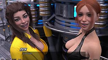 Stranded in space drama unfolds with hot curvy step sisters in 3D action