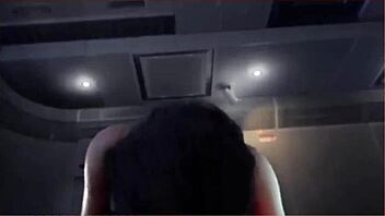 A woman endures strong thrusts in this 3d animated scene.