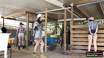 Cowgirl Teen 18+ Rides Dick with BFFs at Party