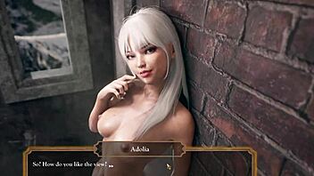 3D animated porn with a view of a castle