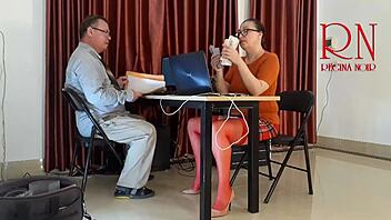 monday office tease, no panties, licking and sucking with boss