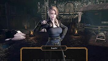 3D animated porn with a view of a castle