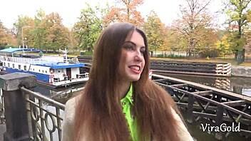 pickup of young 18+ ukrainian elle rose with vira gold blowjob